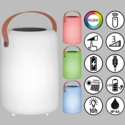 Lámpara de mesa solar LED Orno blanco cálido y RGB