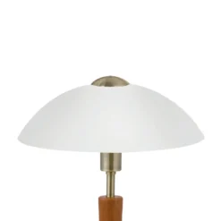 Lámpara de mesa SOLO 1, bruñida/nogal, altura 35 cm, metal/vidrio atenuable