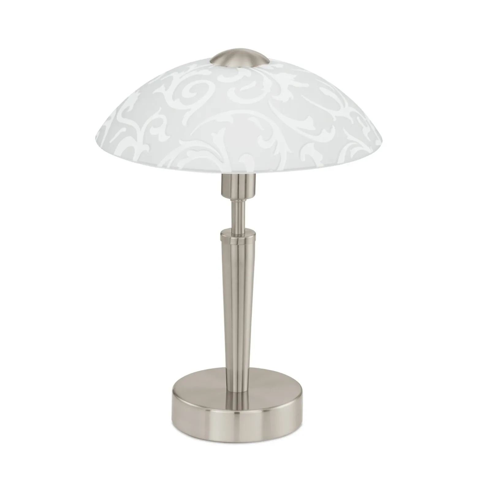 Lámpara de mesa SOLO 1, níquel mate, altura 32 cm, metal/vidrio, atenuable