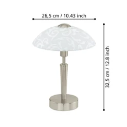 Lámpara de mesa SOLO 1, níquel mate, altura 32 cm, metal/vidrio, atenuable