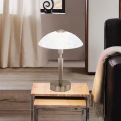Lámpara de mesa SOLO 1, níquel mate, altura 32 cm, metal/vidrio, atenuable