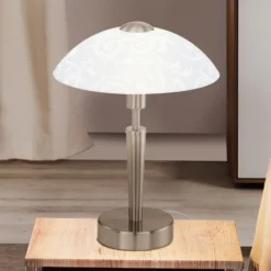 Lámpara de mesa SOLO 1, níquel mate, altura 32 cm, metal/vidrio, atenuable