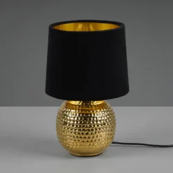Lámpara de mesa Sophia pie de cerámica, negro/oro
