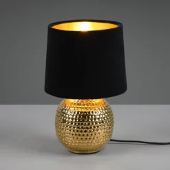 Lámpara de mesa Sophia pie de cerámica, negro/oro