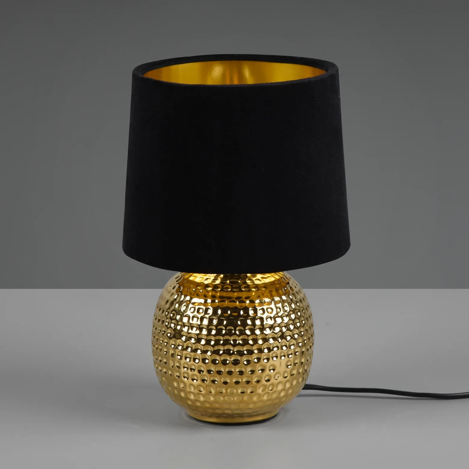 Lámpara de mesa Sophia pie de cerámica, negro/oro