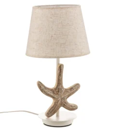 Lámpara de mesa Stellina, pantalla de tela, decoración estrella de mar