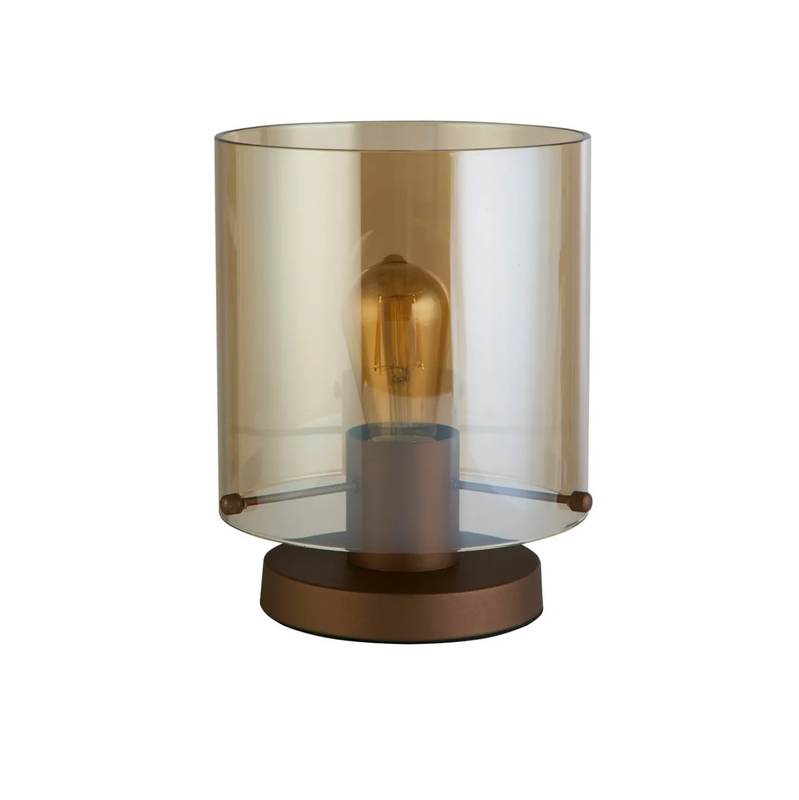 Lámpara de mesa Suecia, moca/ámbar, acero, cristal, E27