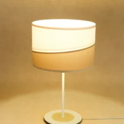 Lámpara de mesa Susan, blanco/beige/dorado