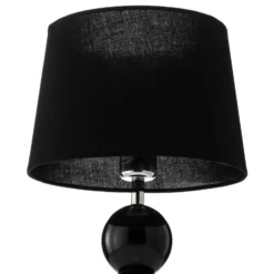 Lámpara de mesa textil Fulda, decoración de cristal, negro