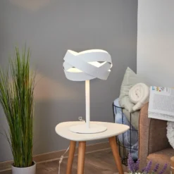 Lámpara de mesa Tornado, blanca, altura 44 cm