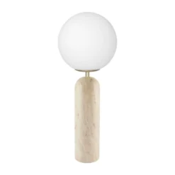 Lámpara de mesa Torrano de Globen Lighting, altura 53 cm, travertino