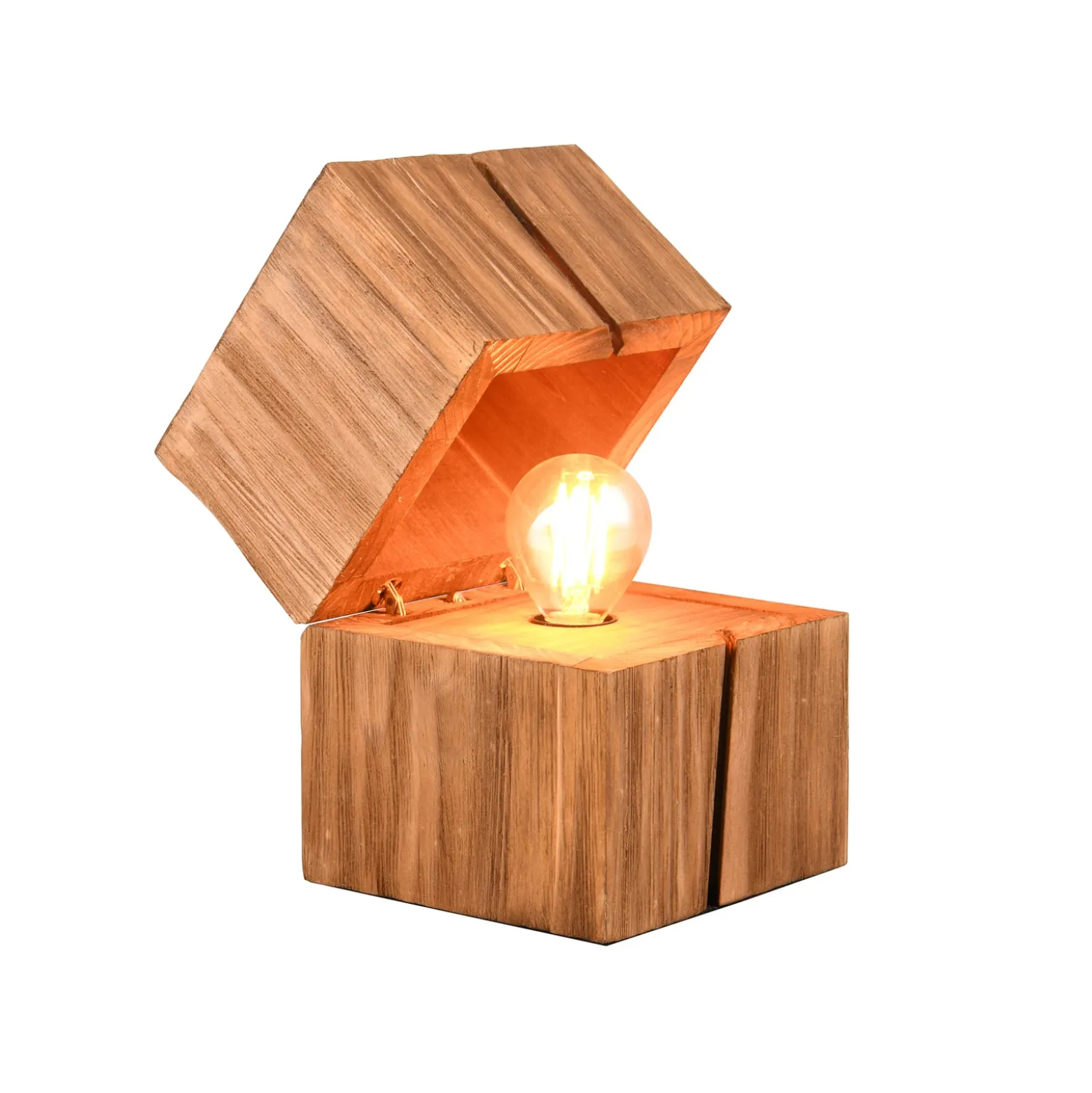 Lámpara de mesa Treasure, acabado natural, madera, abatible