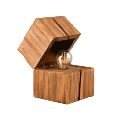 Lámpara de mesa Treasure, acabado natural, madera, abatible