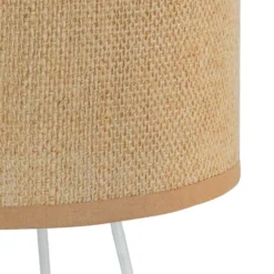 Lámpara de mesa Trixi con estructura de alambre blanco/beige, tela, E14