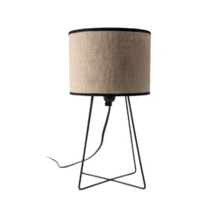 Lámpara de mesa Trixi con estructura de alambre marrón/negro, tela
