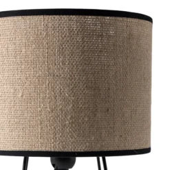Lámpara de mesa Trixi con estructura de alambre marrón/negro, tela
