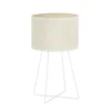 Lámpara de mesa Trixi con estructura de alambre blanco/beige, tela, E14