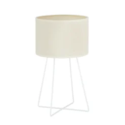 Lámpara de mesa Trixi con estructura de alambre blanco/beige, tela, E14