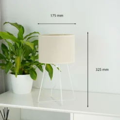 Lámpara de mesa Trixi con estructura de alambre blanco/beige, tela, E14