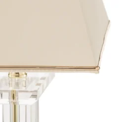 Lámpara de mesa Veronique, pie ancho, crema/oro