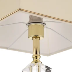 Lámpara de mesa Veronique, pie estrecho, crema/oro