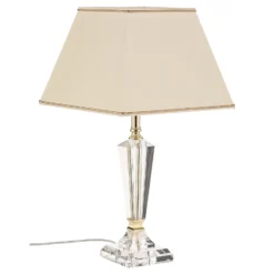Lámpara de mesa Veronique, pie estrecho, crema/oro