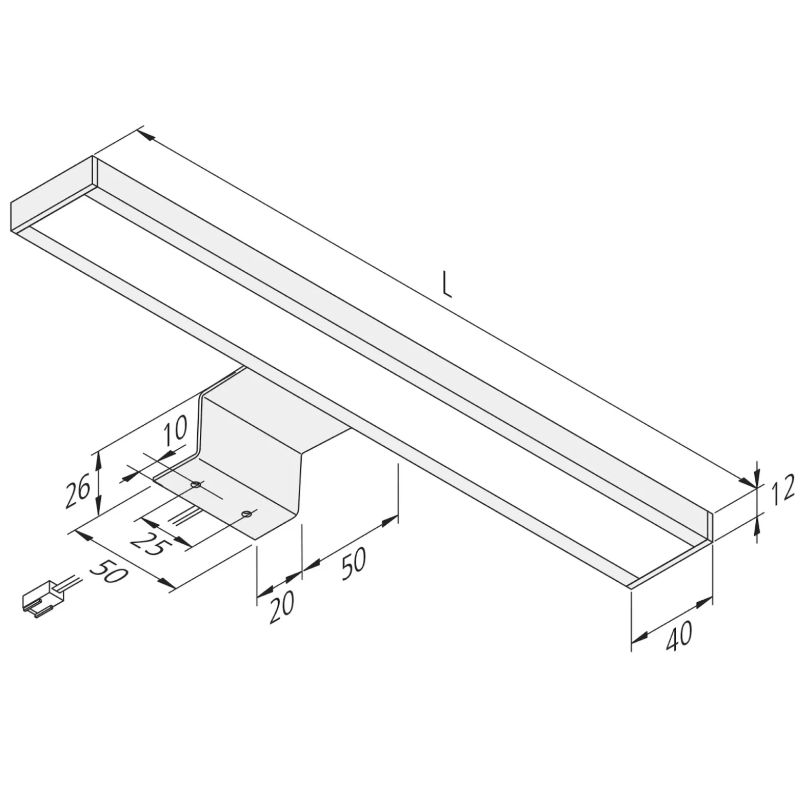 Lámpara de mueble LED Lugano 3.000 K, 60 cm