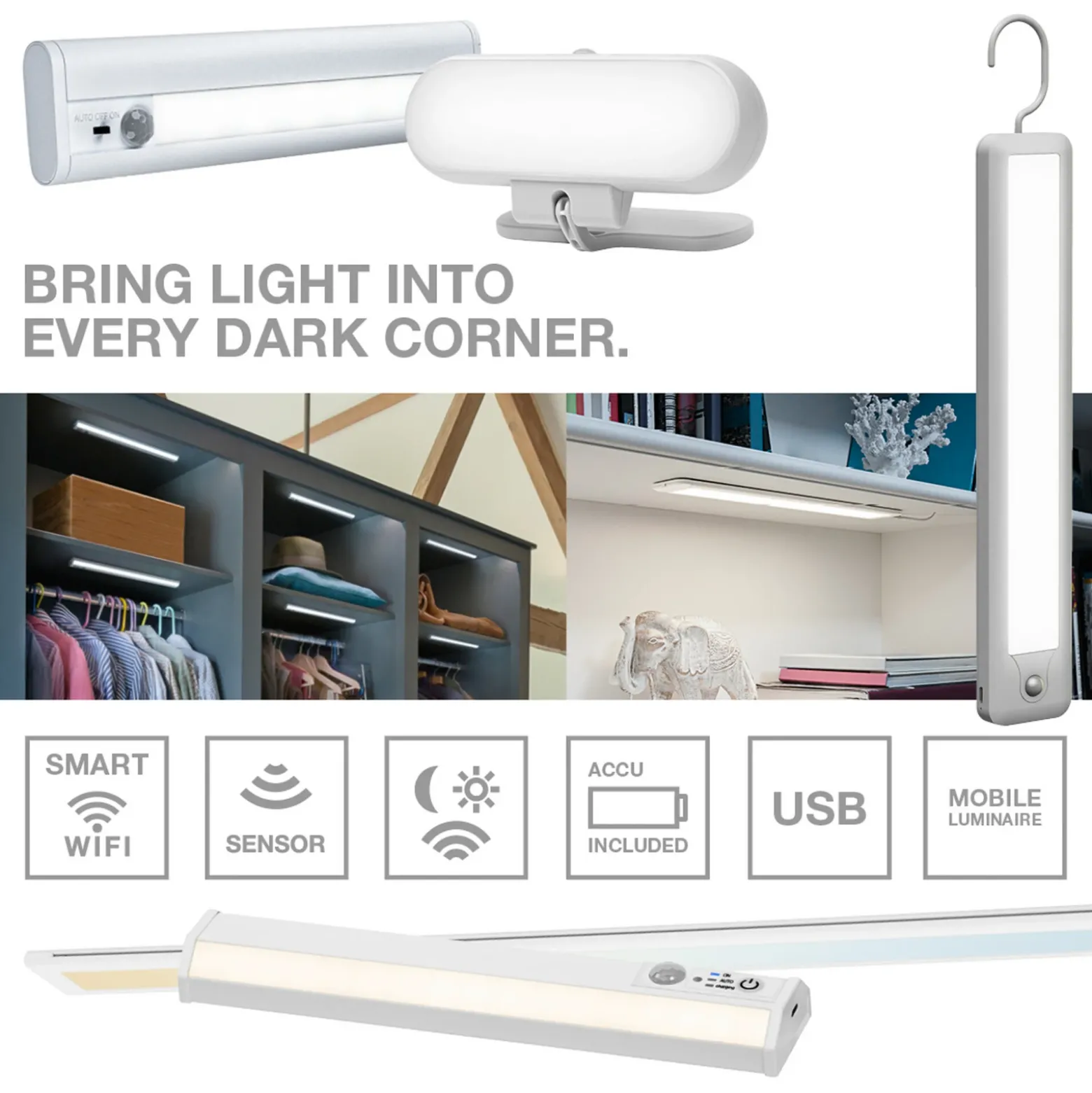 Lámpara de mueble OSRAM Linear Turn connect negra 55 cm CCT atenuable