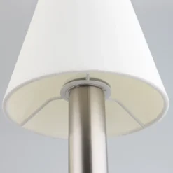 Lámpara de noche Hanno con pantalla de tela blanca