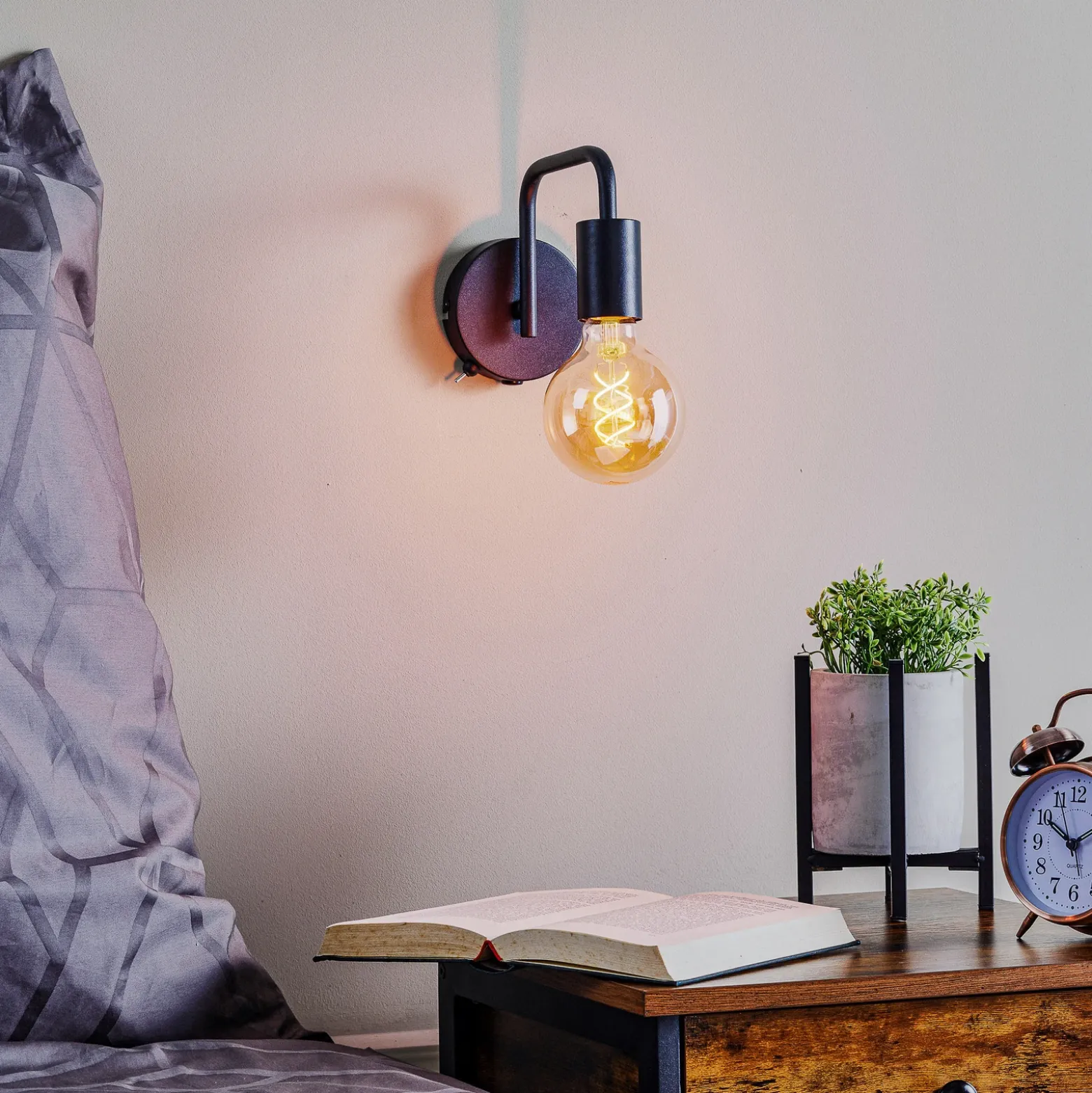 Lámpara de pared Diallo sin pantalla negro mate