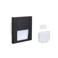 Lámpara de pared empotrable LED Paulmann Tsaro con sensor, de plástico negro