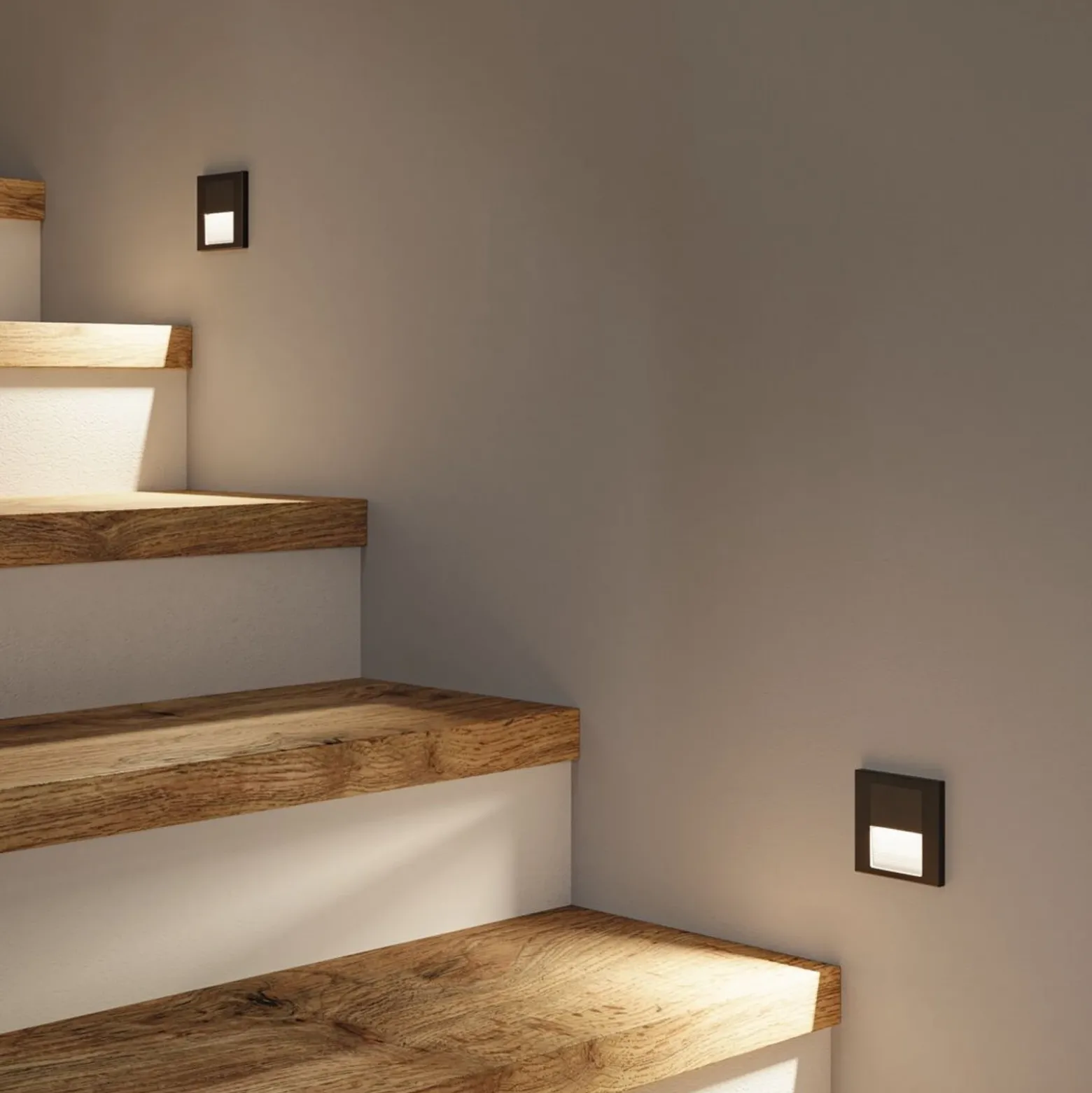 Lámpara de pared empotrable LED Paulmann Tsaro con sensor, de plástico negro