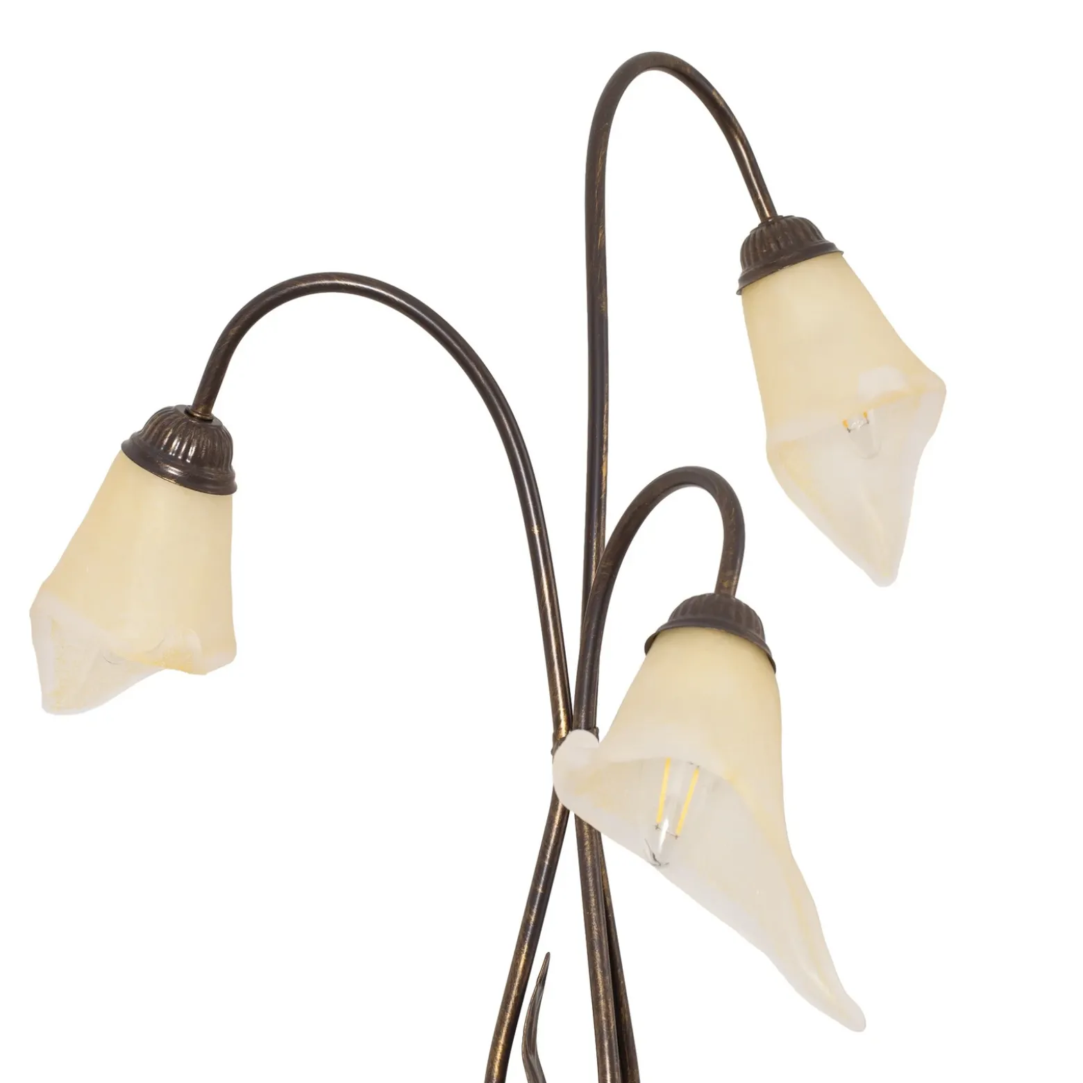 Lámpara de pie Alga, 3 luces, hierro, cristal, florentino