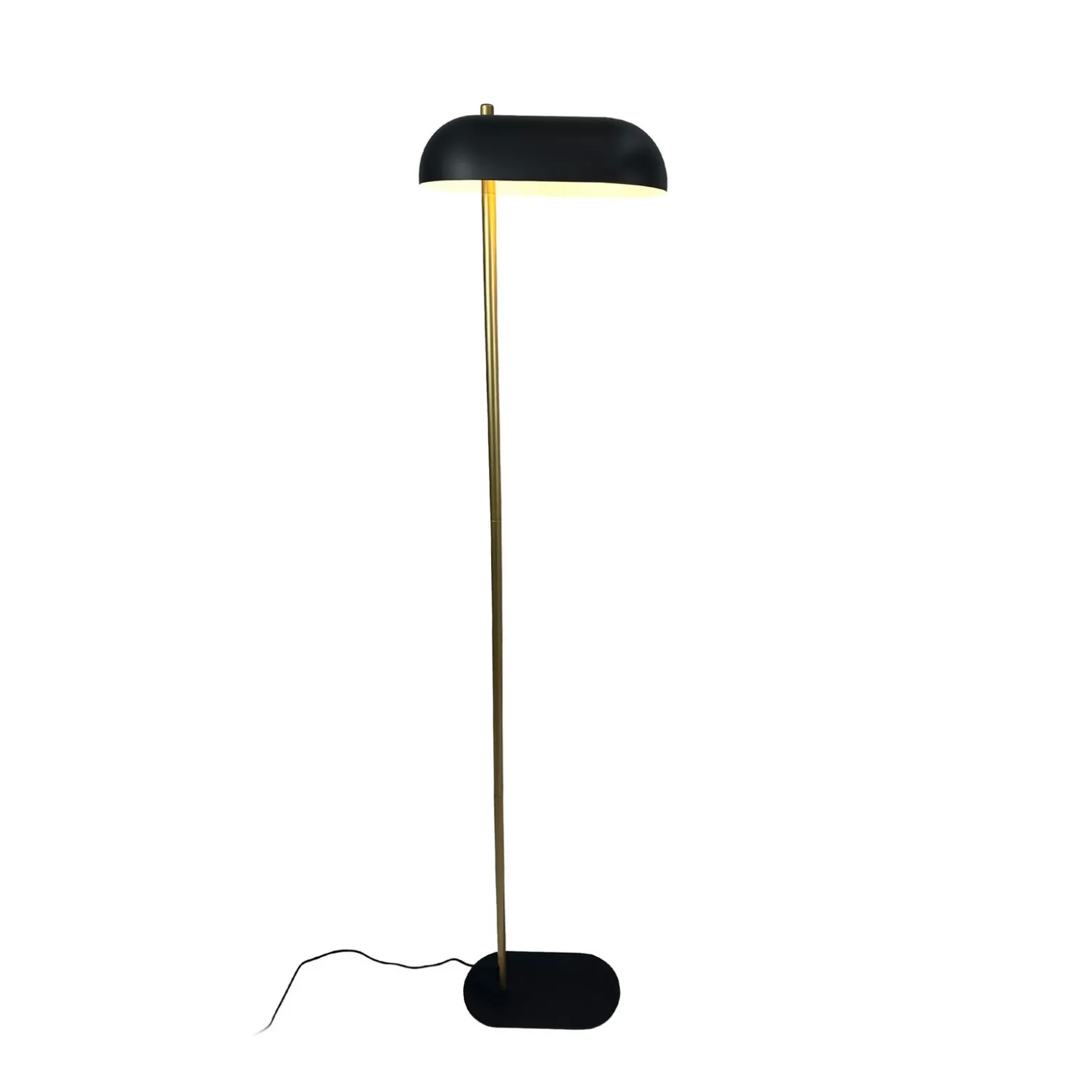 Lámpara de pie Arch de Dyberg Larsen, negro/latón, 143 cm