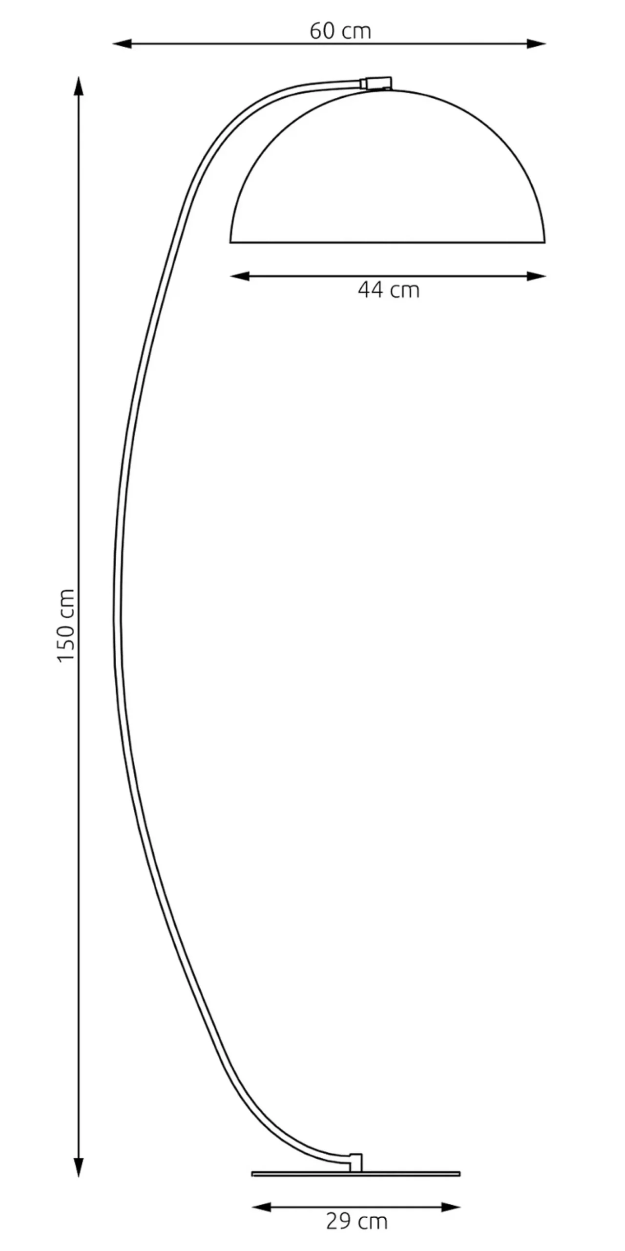 Lámpara de pie Arcos, naranja, altura 150 cm, metal