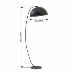 Lámpara de pie Arcos, negra, altura 150 cm, metal