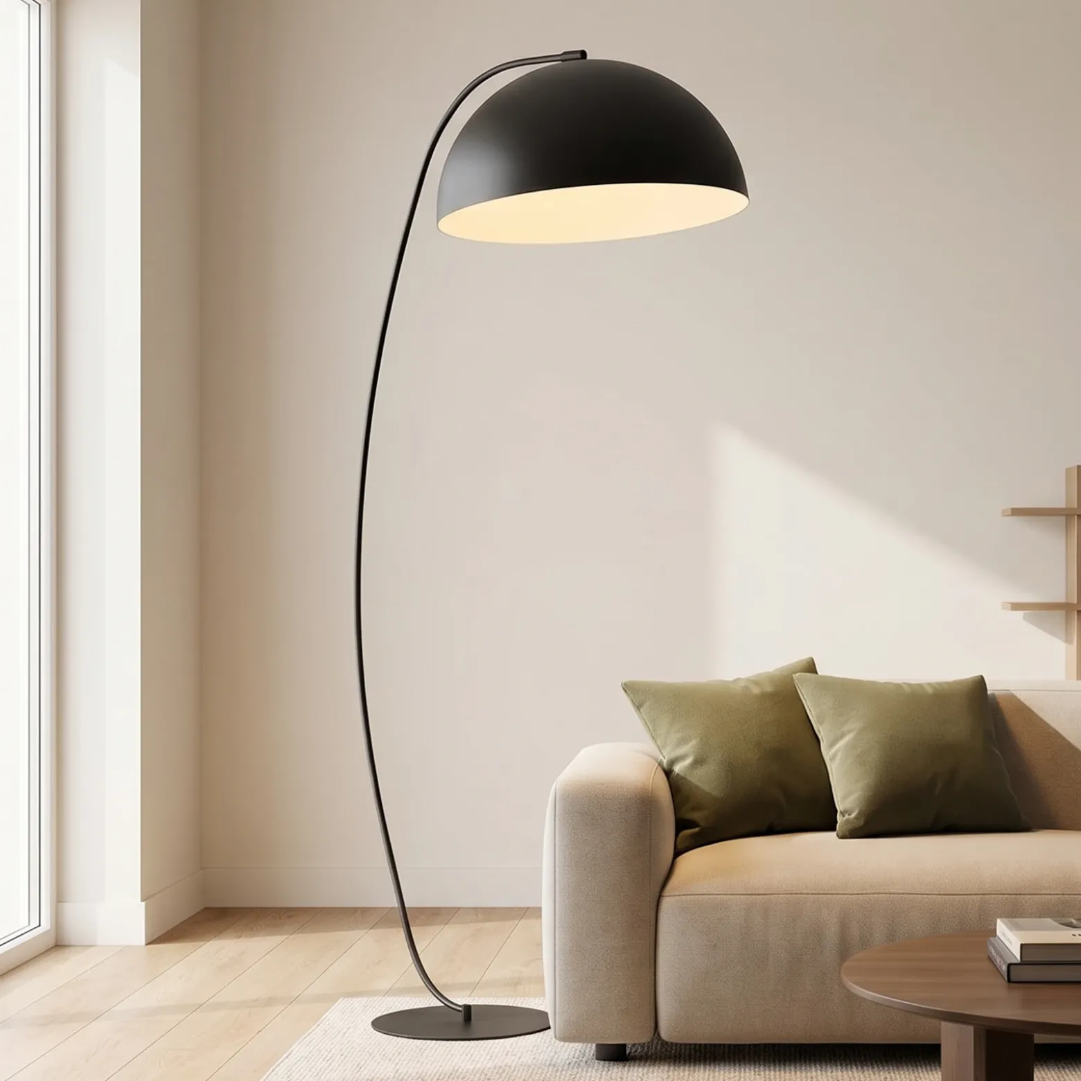 Lámpara de pie Arcos, negra, altura 150 cm, metal