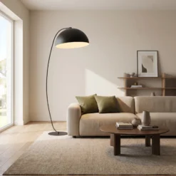 Lámpara de pie Arcos, negra, altura 150 cm, metal
