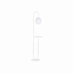 Lámpara de pie Bari, blanca, metal, cristal
