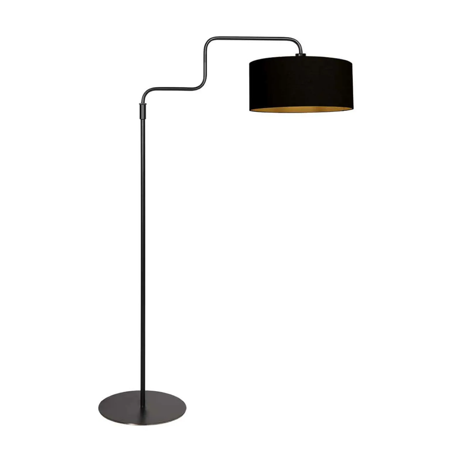 Lámpara de pie Bloeba, negro y dorado, altura 165 cm, chintz