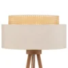 Lámpara de pie Boho, blanco/madera, tela/ratán/madera, 140 cm