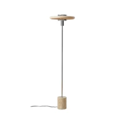 Lámpara de pie Branford de Lindby, retro, beige, metal/travertino