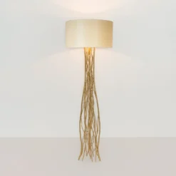 Lámpara de pie Capri, oro/crudo, altura 155 cm, hierro martillado