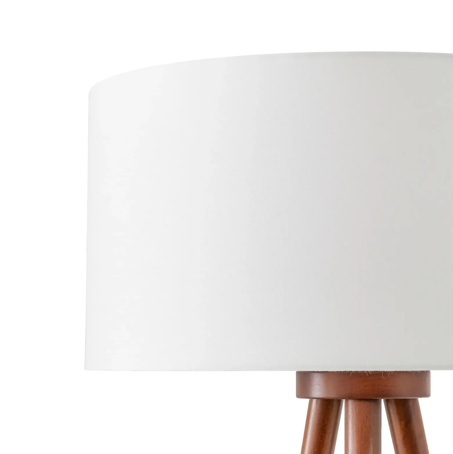 Lámpara de pie Charlia de Lindby, blanca, madera de nogal, altura 150 cm