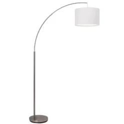 Lámpara de pie Clarie, blanca, color hierro, 180 cm, tela/metal
