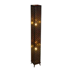 Lámpara de pie Clarke, negro/hoja de oro, altura 118 cm, tela