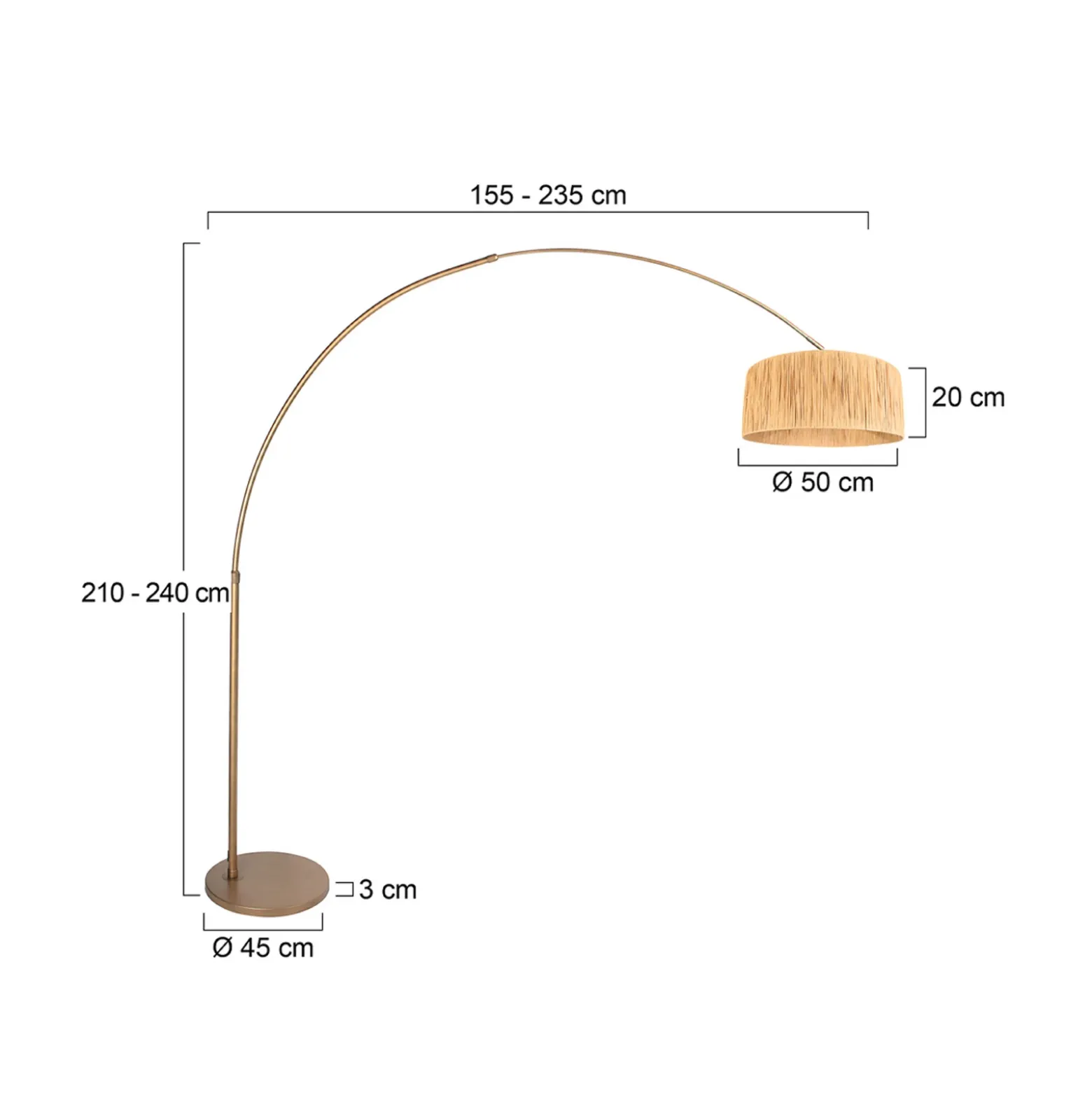 Lámpara de pie con arco Sparkled Light bronce/marrón 240 cm Alga marina