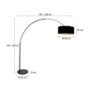 Lámpara de pie con arco Sparkled Light negro/negro-dorado, 240 cm