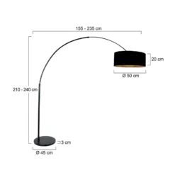 Lámpara de pie con arco Sparkled Light negro/negro-dorado, 240 cm