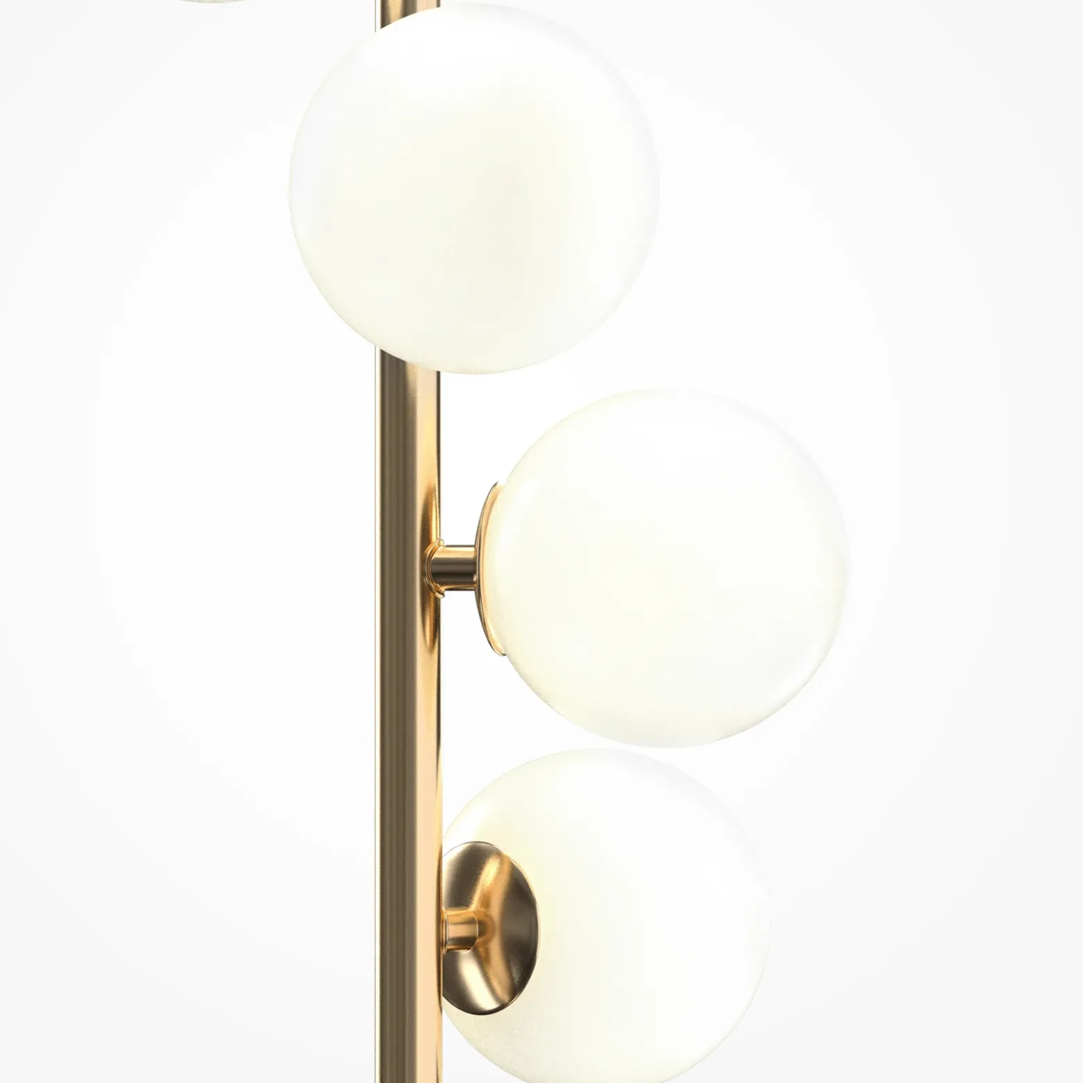 Lámpara de pie Dallas, dorado/blanco, altura 150 cm, 6 luces, atenuador